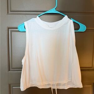 Lululemon Athletica White Sleeveless Crop Top with Mandarin Collar